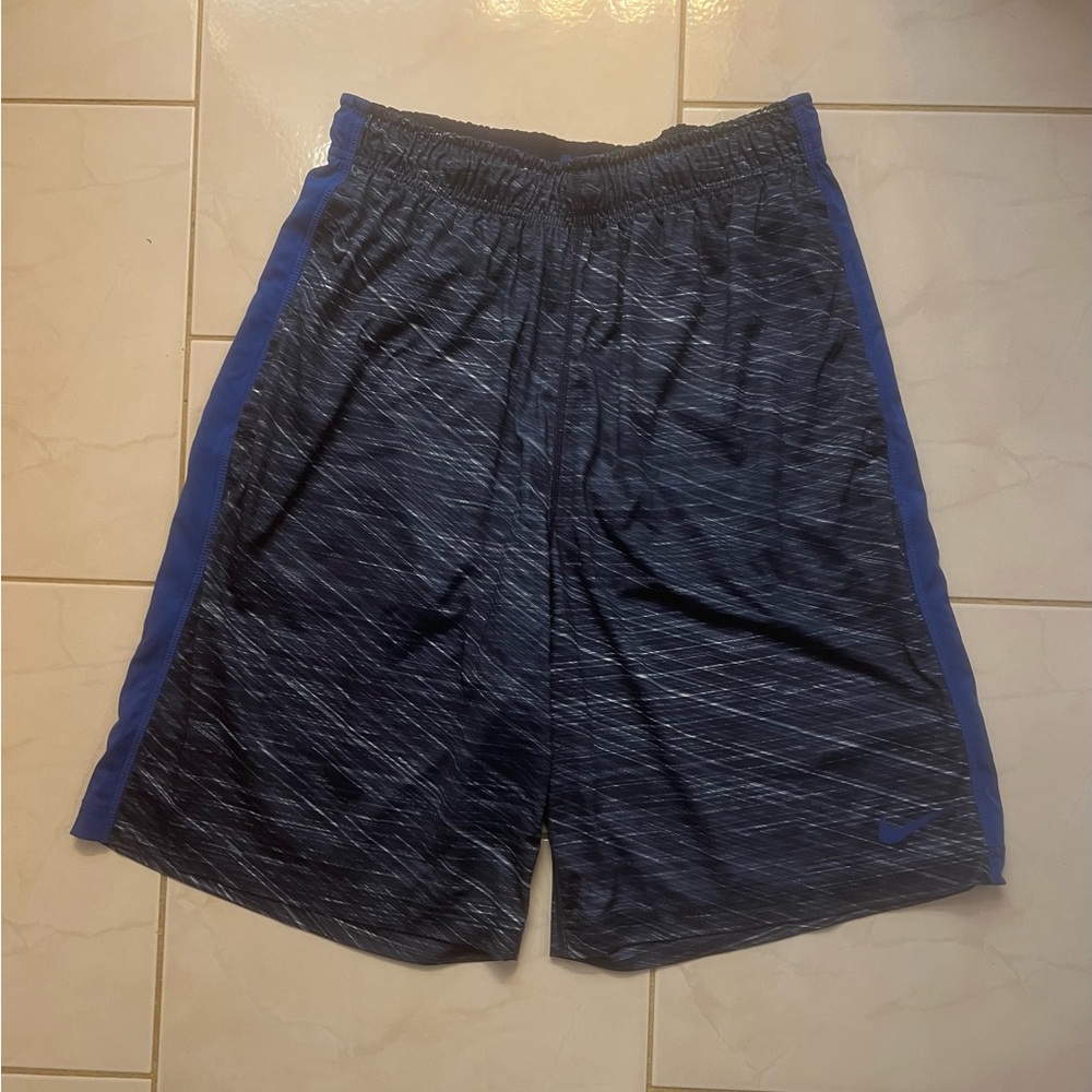 Nike Men's Dark Blue with White Streaks Dri-Fit Athletic Shorts